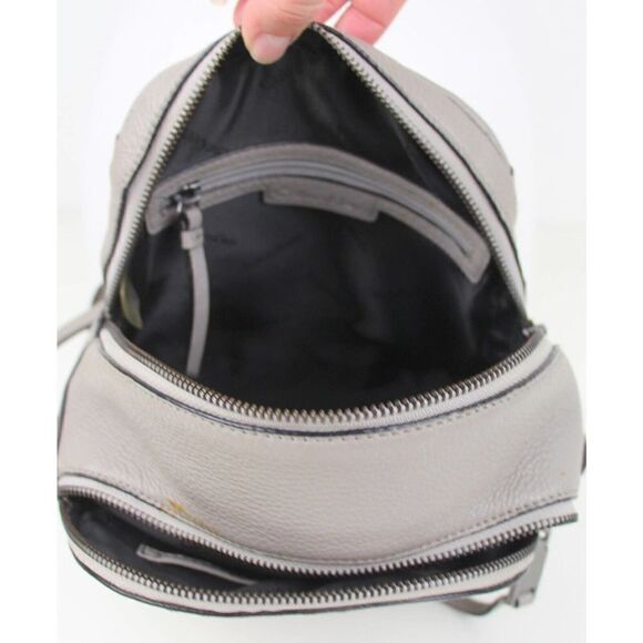 SMALL CALVIN KLEIN LIGHT GRAY GENUINE LEATHER SHOULDER BAG BACKPACK HANDBAG TOTE - Picture 7 of 13